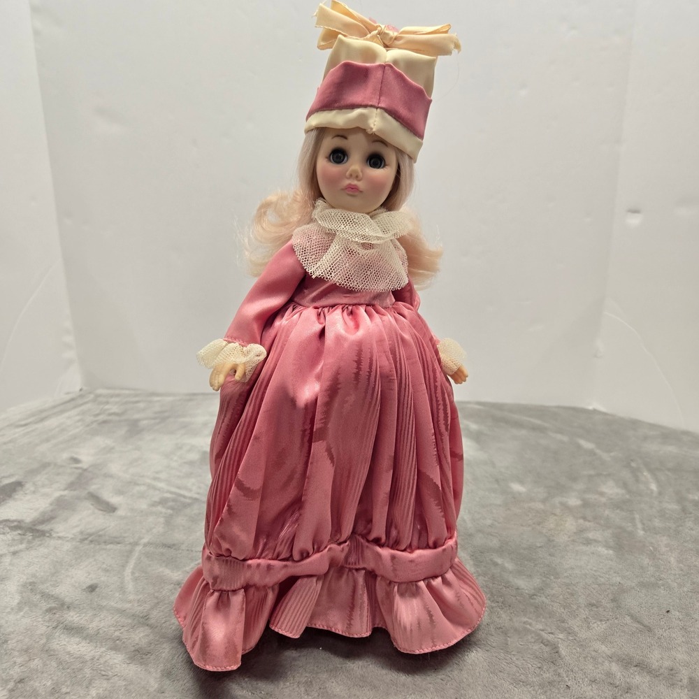 Vintage Effanbee 1975 Pink Victorian Gown Collectible Doll w/Stand Blonde Hair